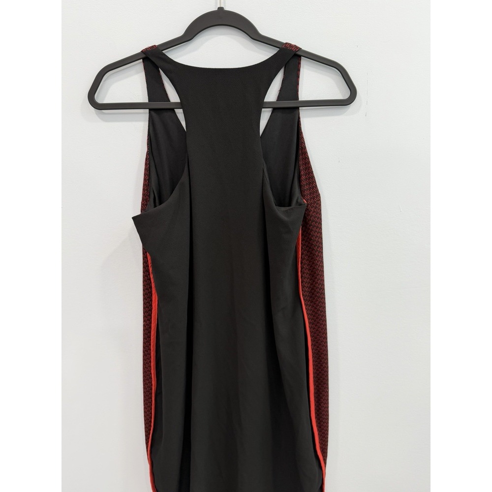 Octavia Large Red Black Sleeveless V-Neck Shift Dress Colorblock Side Trim - Picture 5 of 9